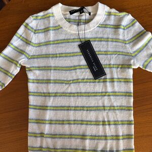 Veronica Beard Yellow, Blue and White Crewneck Knit Top